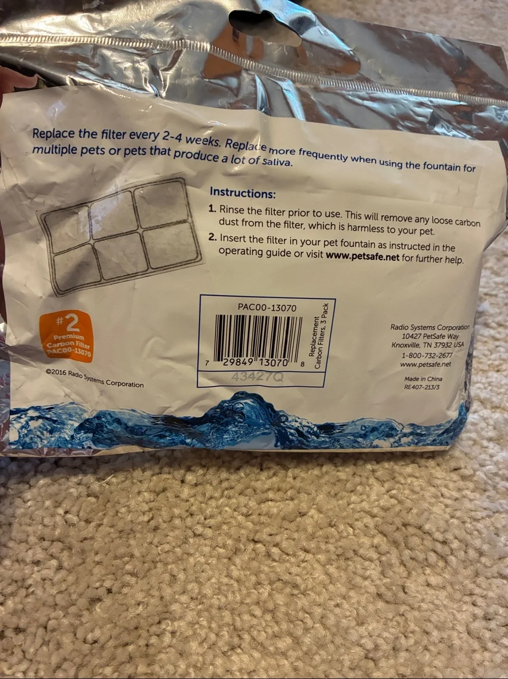 PetSafe Drinkwell Replacement Carbon Filters - Blue and Teal Packaging
